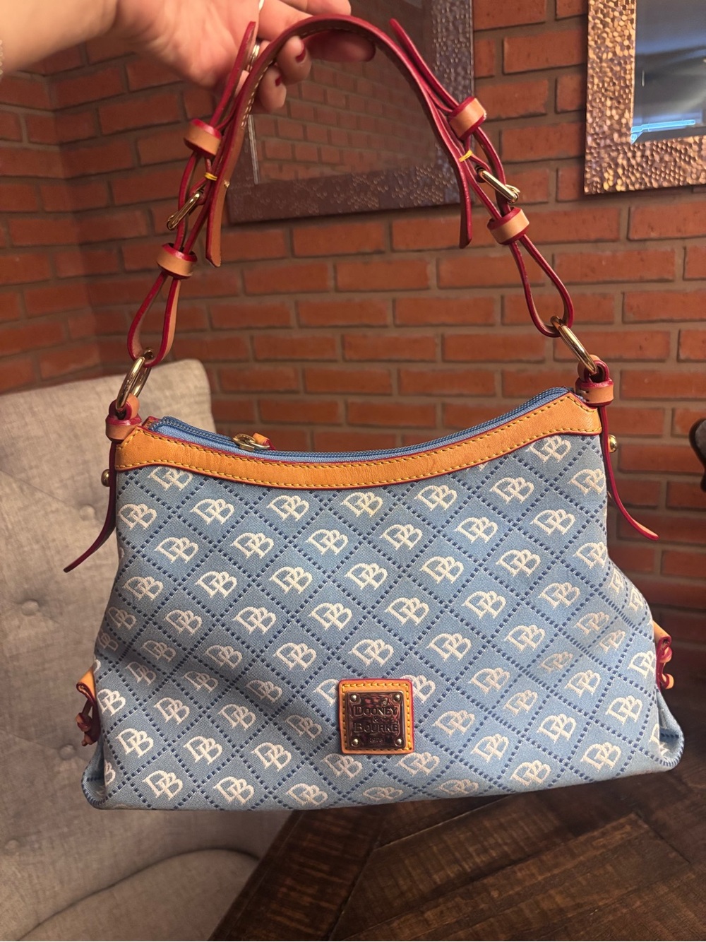 Dooney & Bourke Blue Signature Jacquard Shoulder Bag